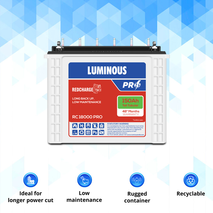 LUMINOUS RC 18000 Pro | 150 Ah Battery